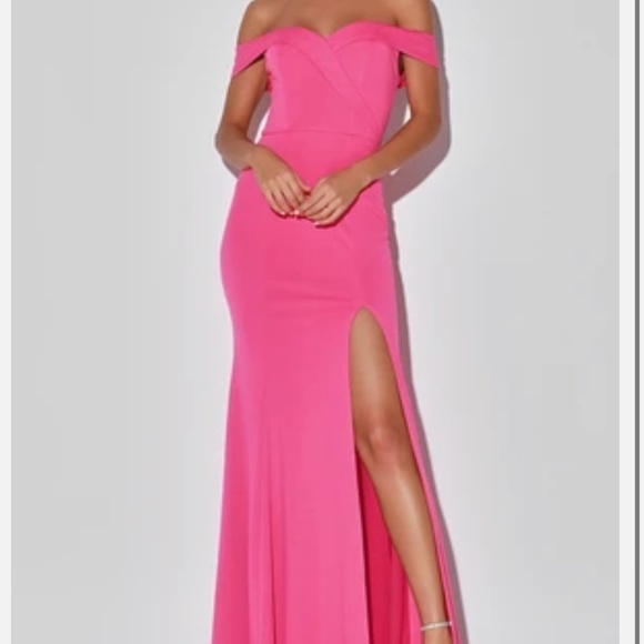 Lulus Dresses & Skirts - LuLu’s Hot Pink Off the Shoulder Maxi Dress